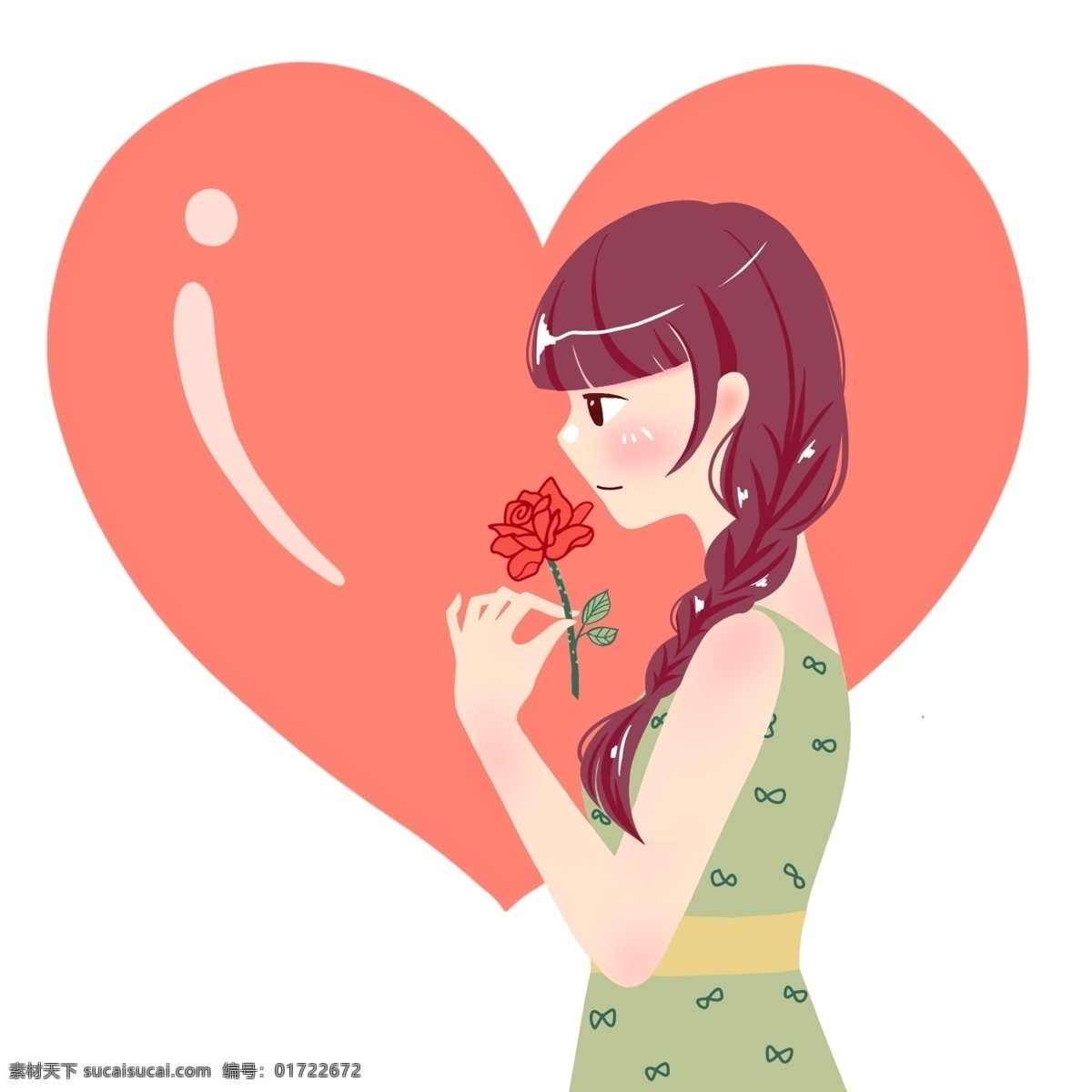 手持 玫瑰 恋爱 女孩 情人节 少女 甜蜜 幸福
