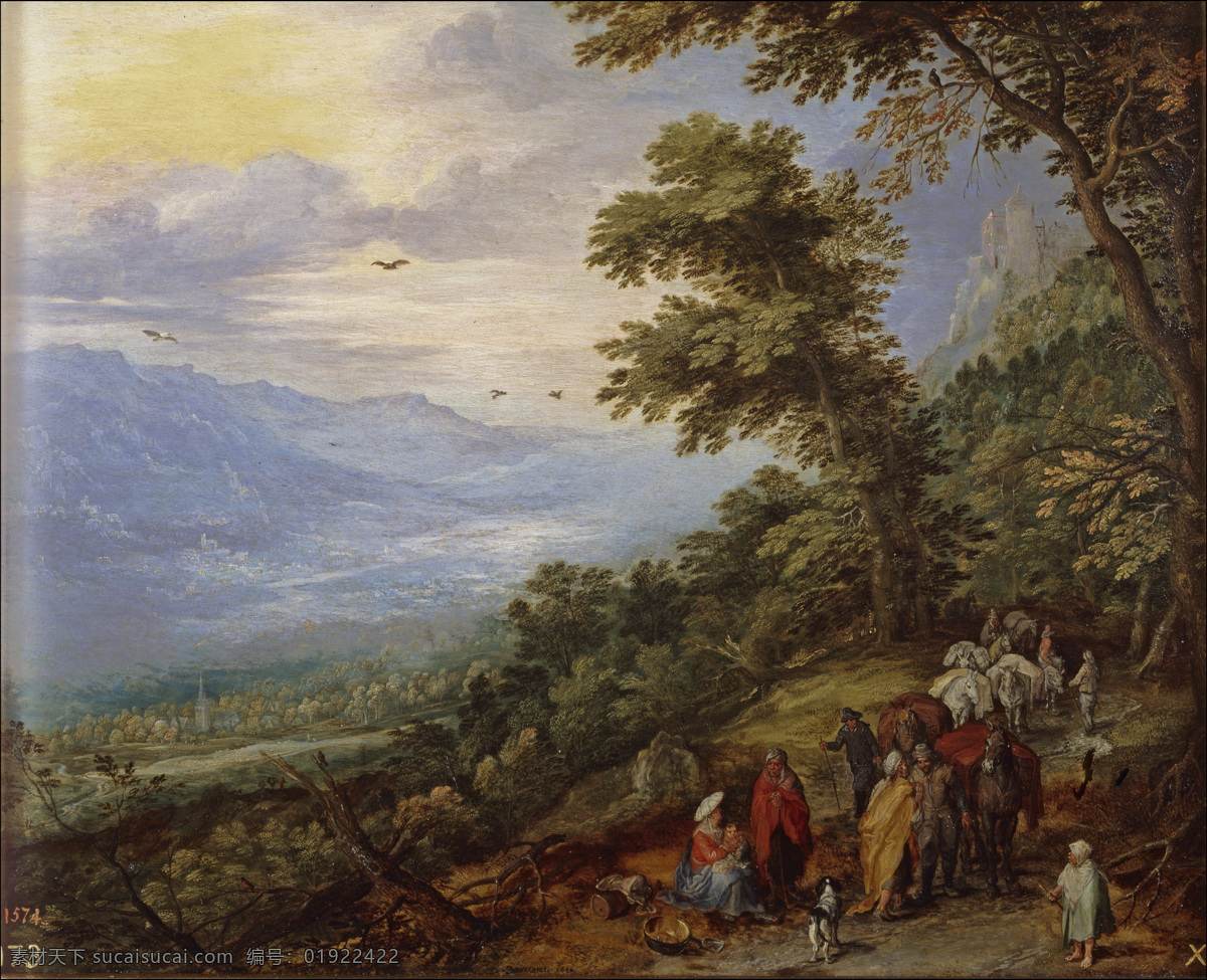 大师 画家 古典 画 建筑 景物 装饰画 油画 bosque un en gitanos y recua jan elder the brueghel 人物 高清 西方 国外 现代 家居装饰素材