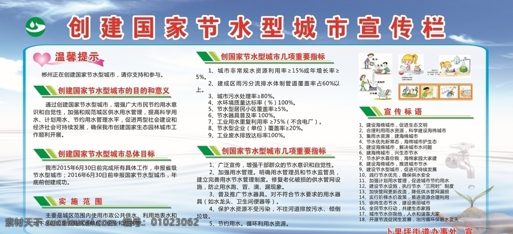 节水型 城市 宣传栏 节水 节约 资源 文明