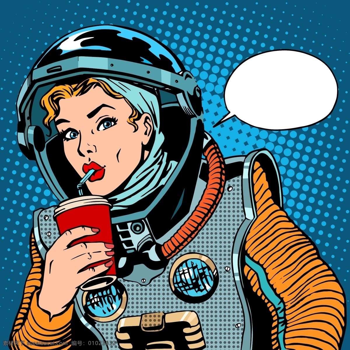 喝 可乐 女 航天员 插画 人物 太空 喝可乐 女航天员 太空服 女人
