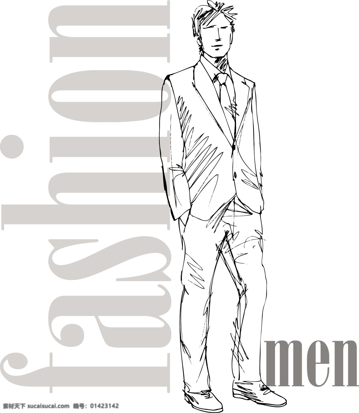 时尚 帅哥 矢量 插画 草图