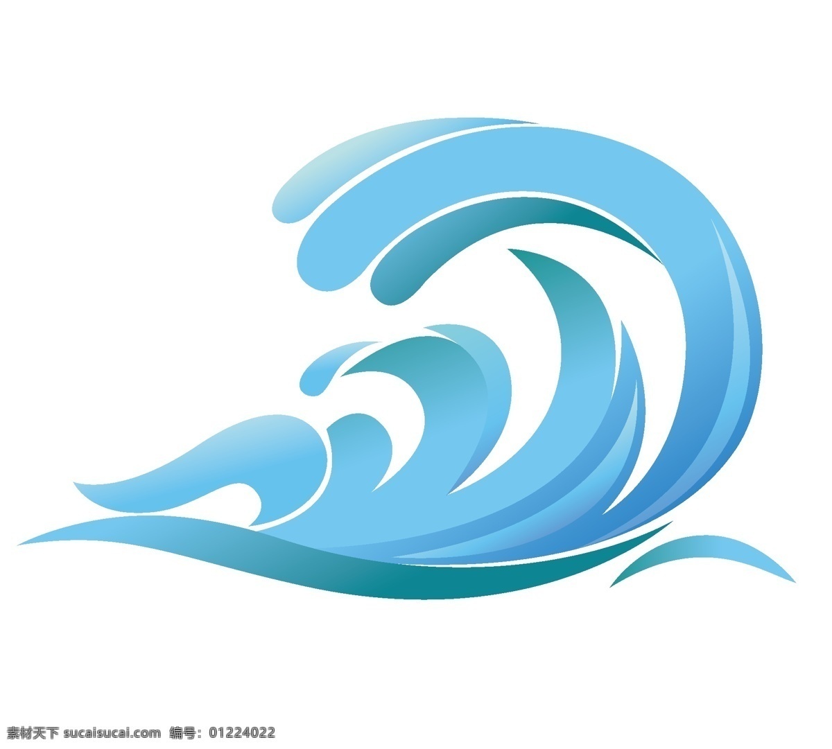 可爱 浪花 卡通 矢量 蓝色 大海 海浪 矢量素材