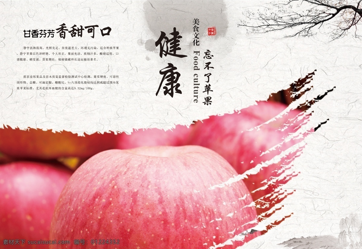 红富士 苹果 广告 册 静宁 可口 香甜 甘醇 宣传册 海报 水果 红苹果 健康 绿色 无机 宣传册广告册 画册设计
