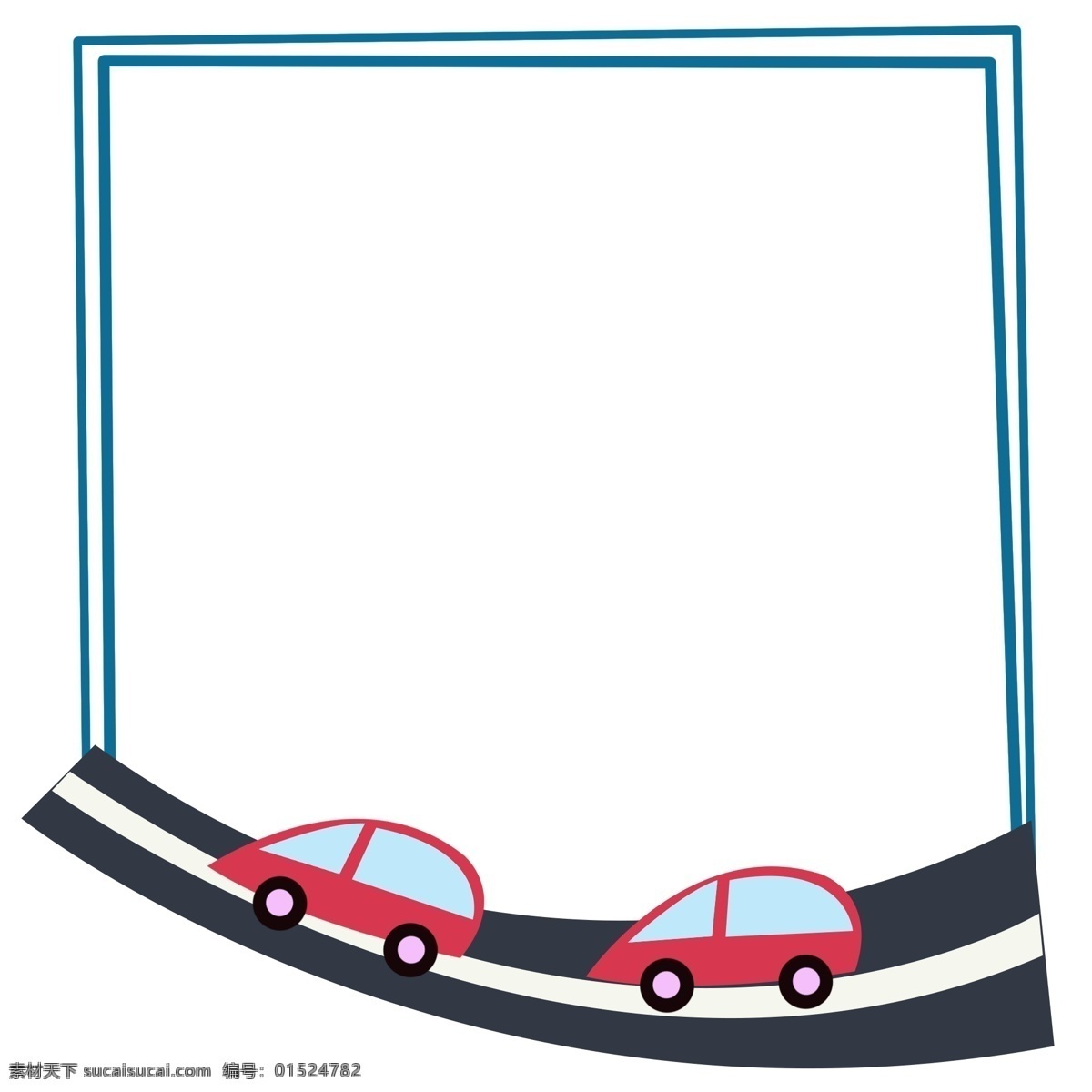 汽车 边框 卡通 插画 蓝色的边框 卡通插画 边框插画 简易边框 边框装饰 框架 汽车的边框