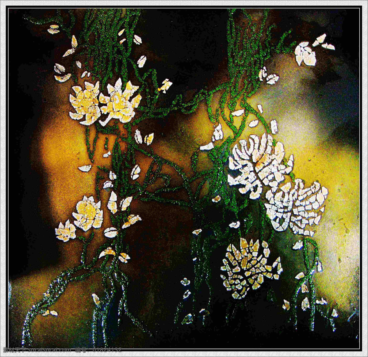 现代 抽象 装饰 漆画 花卉 植物 绘画书法 文化艺术