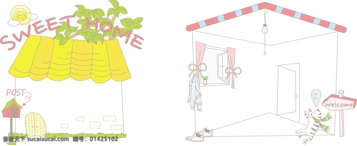 温馨 小屋 韩国 风格 卡通 矢量 可爱 图标 矢量图 其他矢量图