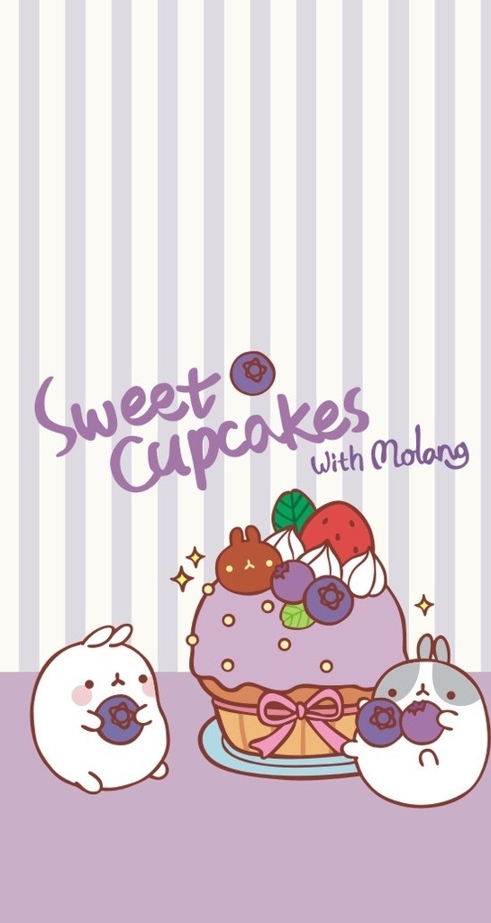 molang 韩国 卡通 可爱 兔子 棉花糖 蓝莓蛋糕 甜点 动漫网络素材 动漫动画