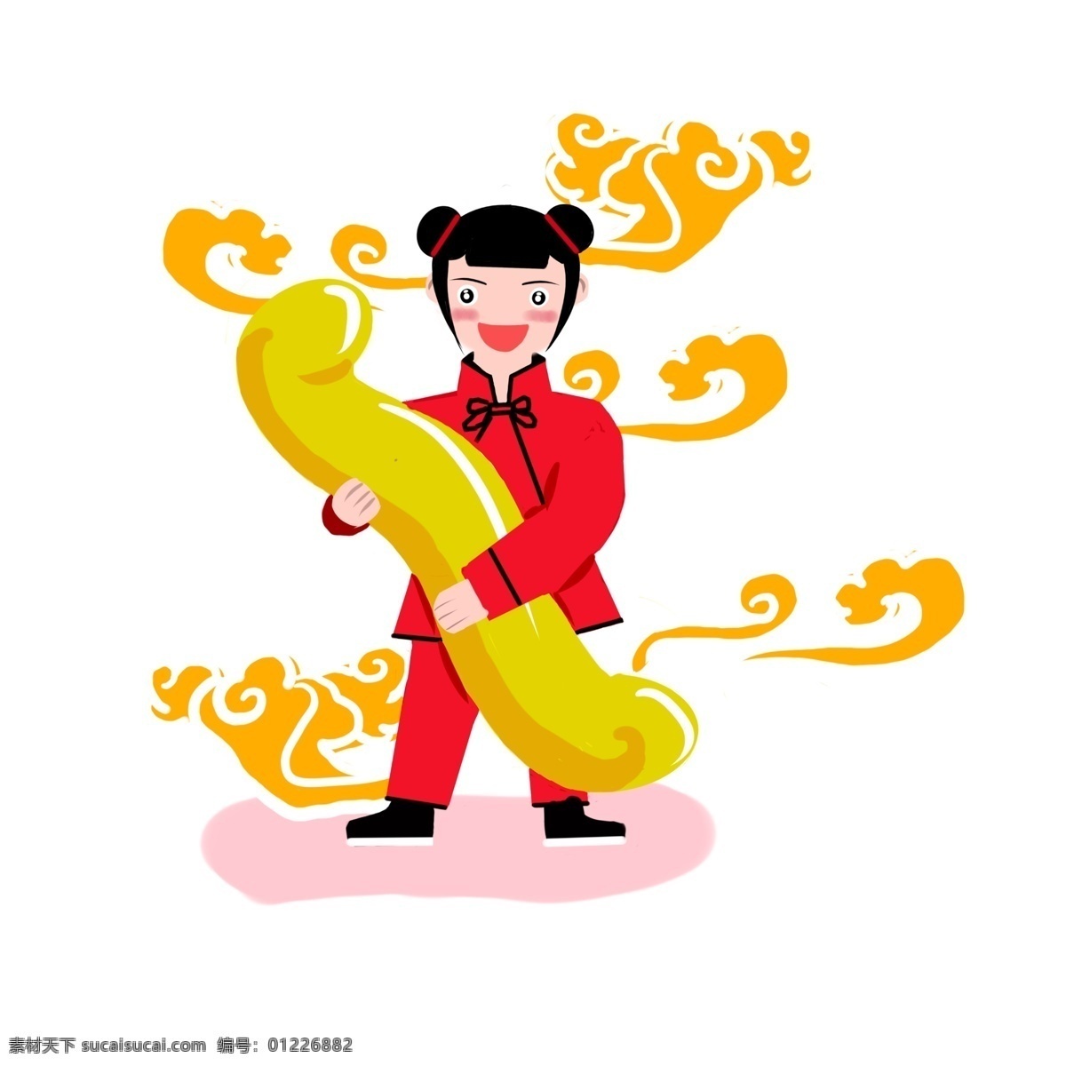 新年 娃娃 手绘 卡通 人物 彩色 装饰 平面设计 原创 透明底 免抠 节日 海报装饰 清新 通用 新年2019