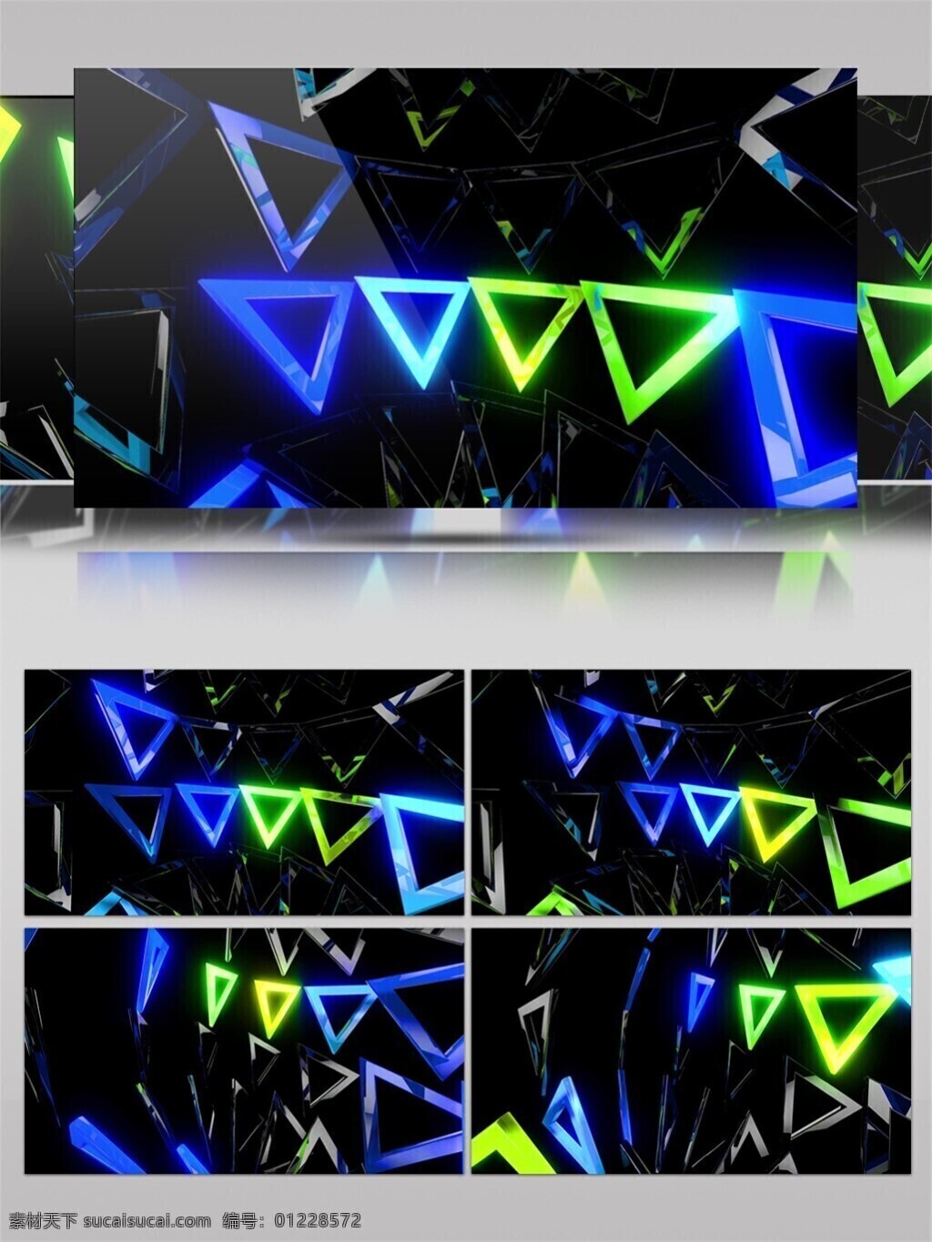 绿 蓝色 动感 三角 视频 3d视频素材 特效视频素材 三角几何 背景视频素材 几何视频