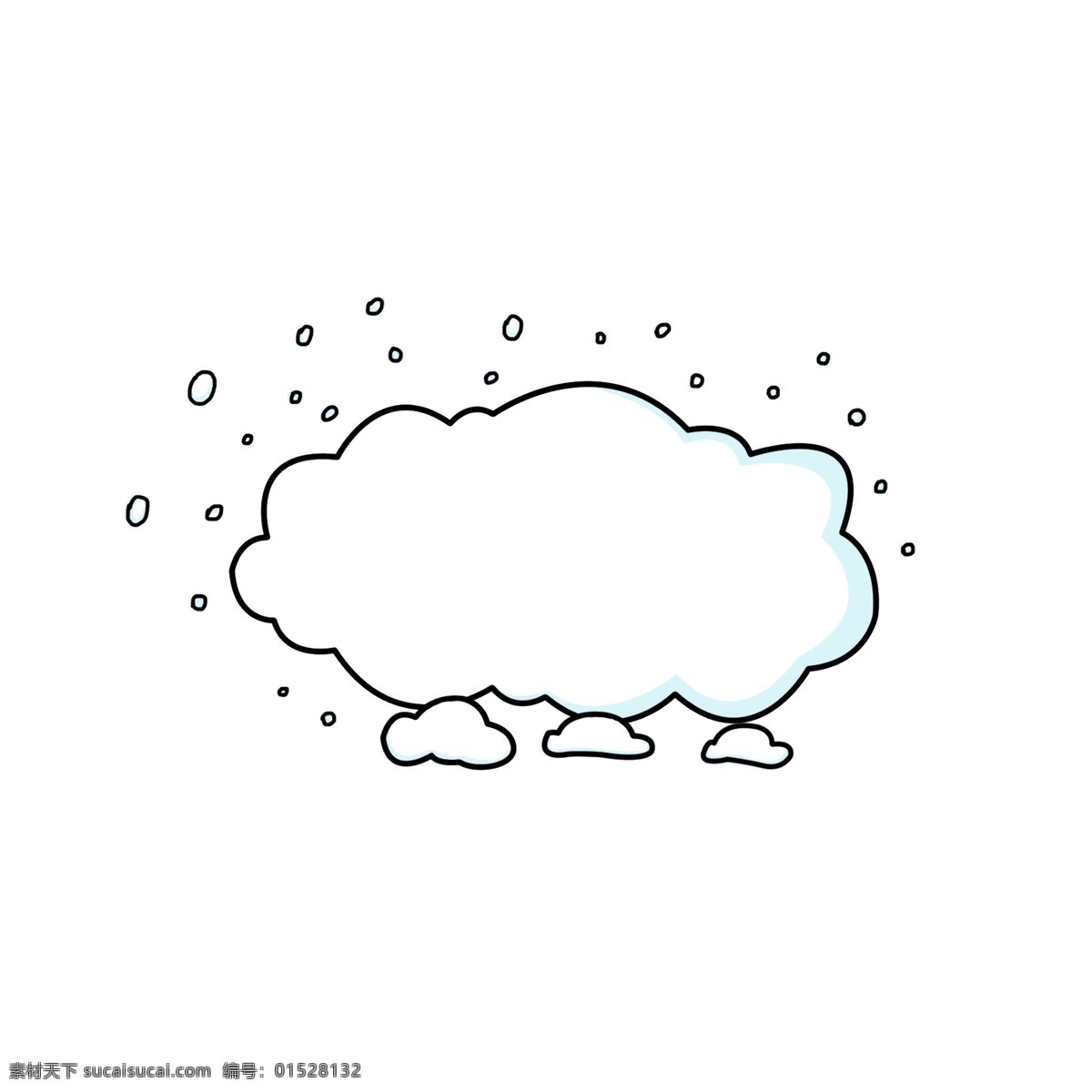 手绘 雪花 云朵 装饰 雪团 云 会话框 气泡 雪