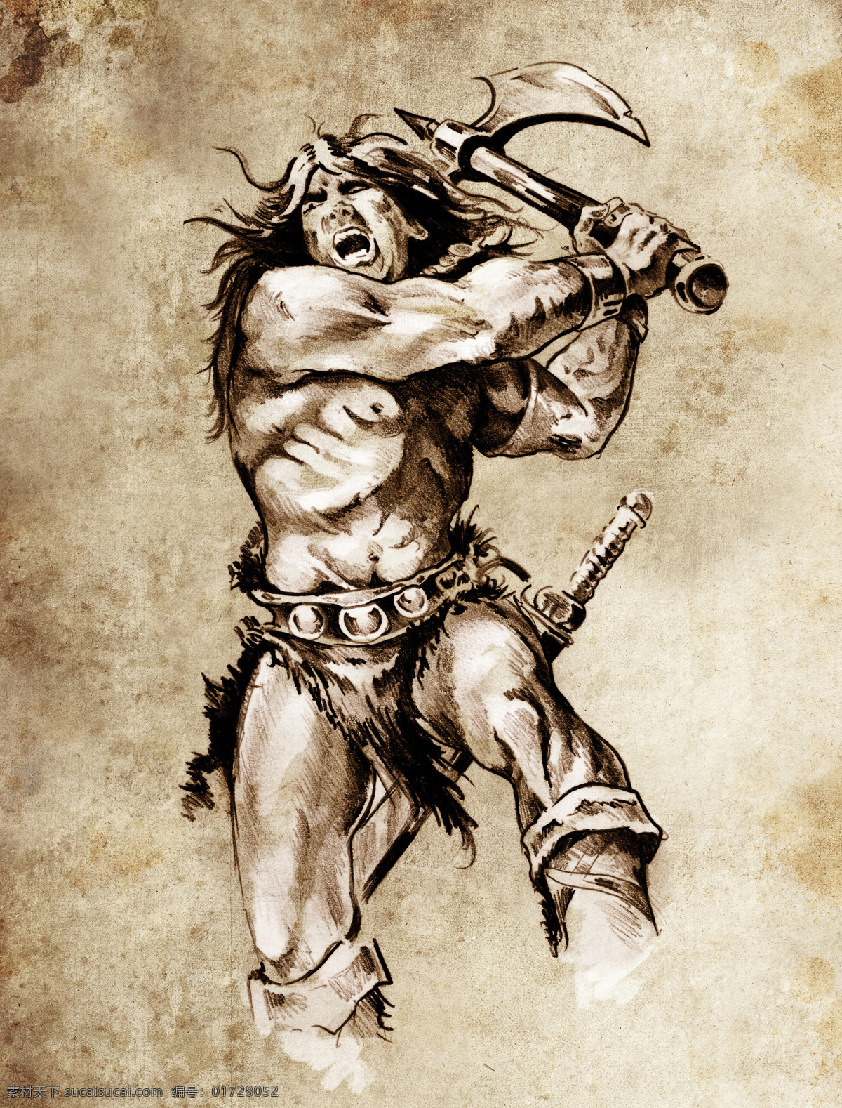 战斧 古代 战士 纹身 图案 古代战士 纹身图案 其他艺术 文化艺术 白色