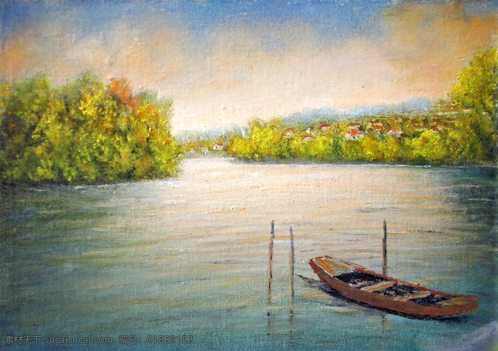 油画免费下载 船 绘画书法 诗意 文化艺术 油画 装饰画