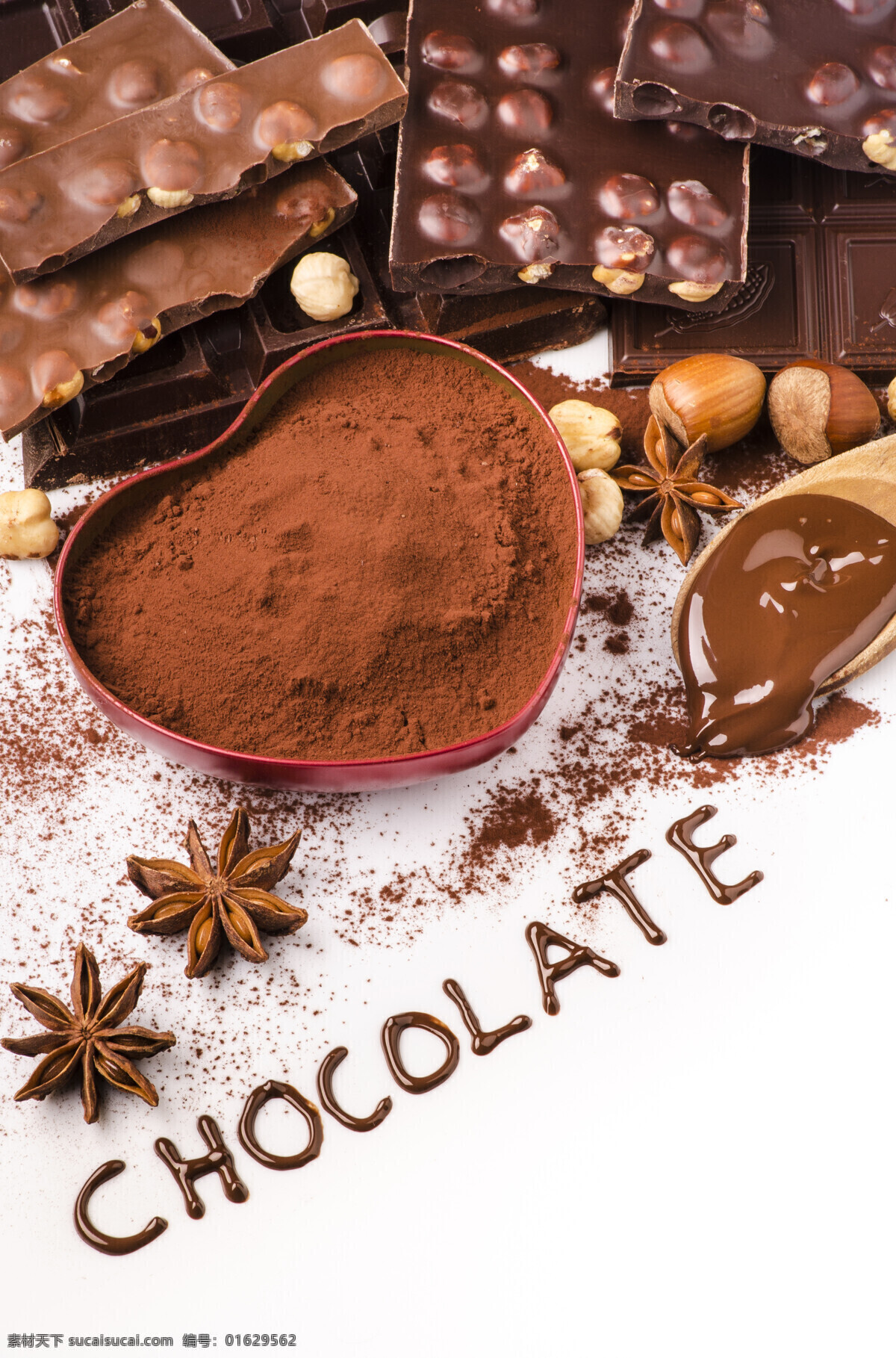 情人节素材 可口巧克力 甜品 甜食 食品美食 香浓的巧克力 一勺巧克力 巧克力 黑色巧克力 融化的巧克力 巧克力粉 白色