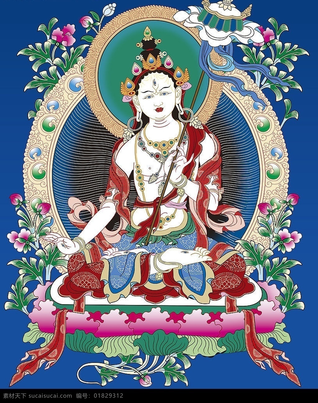 唐卡 藏地三行空母 唐卡设计 民间文化 西藏文化 文化艺术 传统文化 民间艺术 设计图库