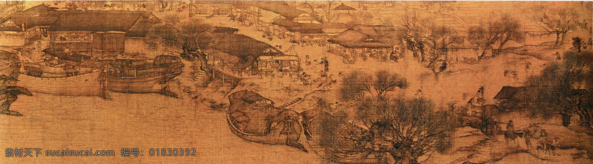 国画 精品 清明上河图 名品 水墨画 文物 小贩 中国名画 鉴宝 繁荣集市 热闹场面