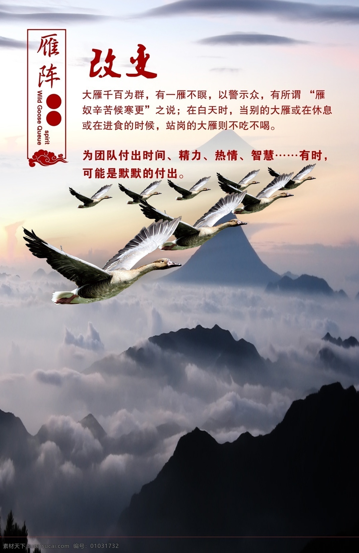 雁阵精神 改变 制度 倾听 销售 成功 文化 企业 简介 广告设计模板 展板模板 源文件