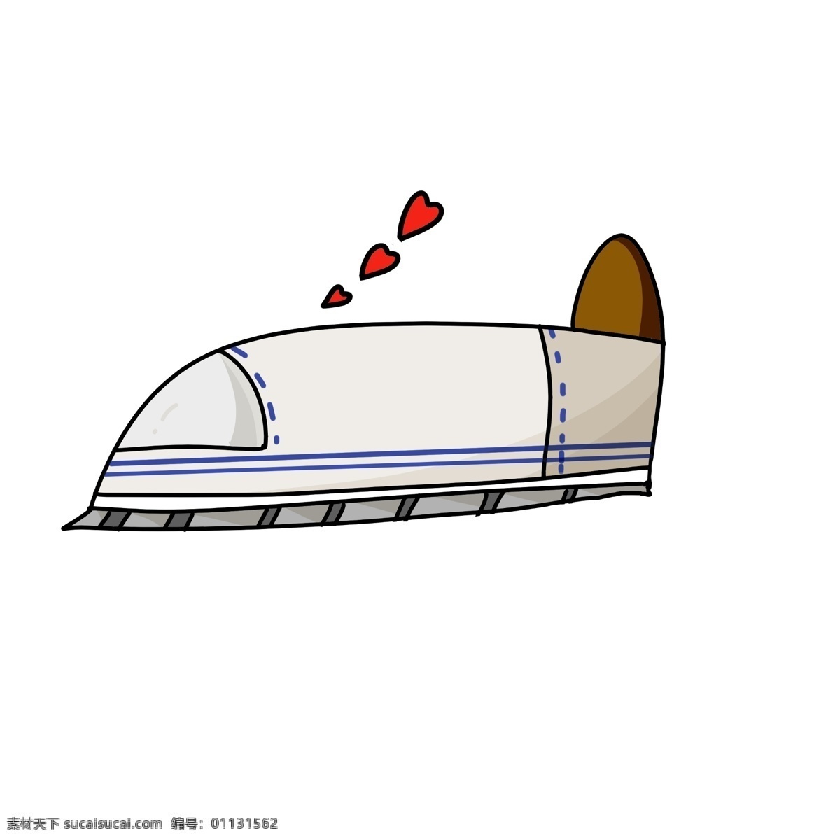 春运 高铁 手绘 插画 手绘高铁 卡通高铁 爱心高铁 红色的桃心 交通工具 白色的高铁 漂亮的高铁