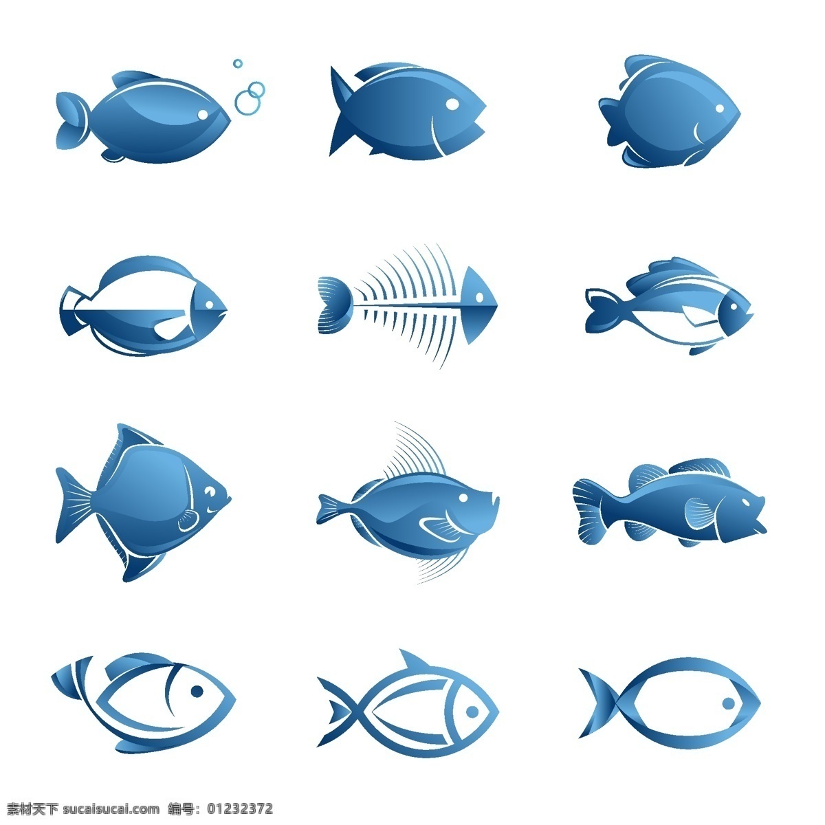 鱼图标 动物 鱼 鱼图形 手绘 创意鱼图案 logo标识 图标 矢量素材 标志图标 网页小图标