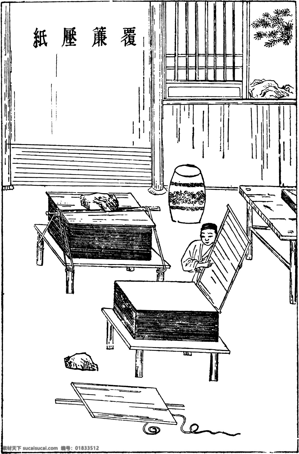 中国 古代 版画 技艺 工艺 类 中国古代版画 技艺工艺 造纸 生活百科 矢量