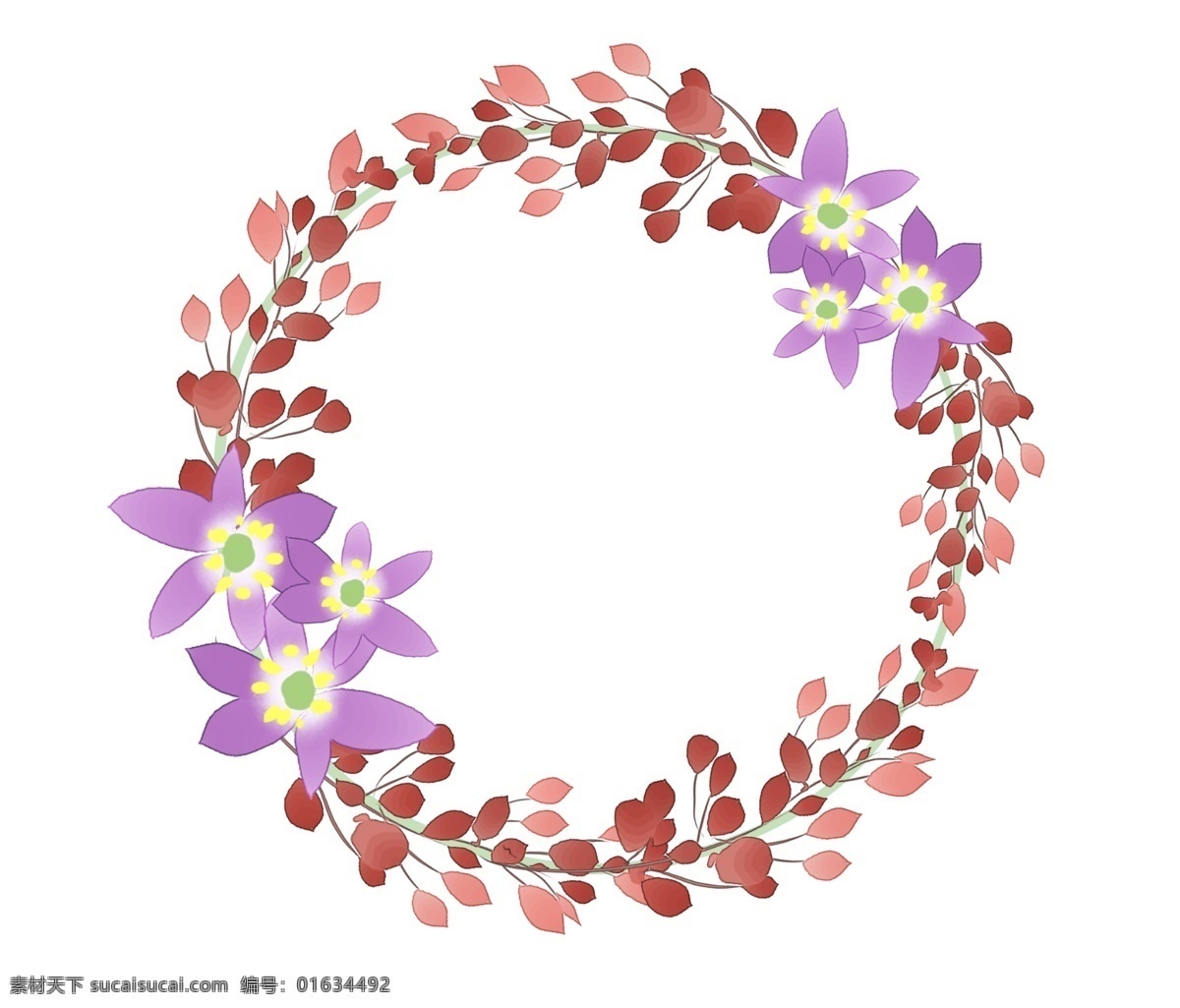 花 藤 红色 花环 边框 插画 手绘 植物 花藤 红色花环 小清新 手绘花瓣 花卉边框