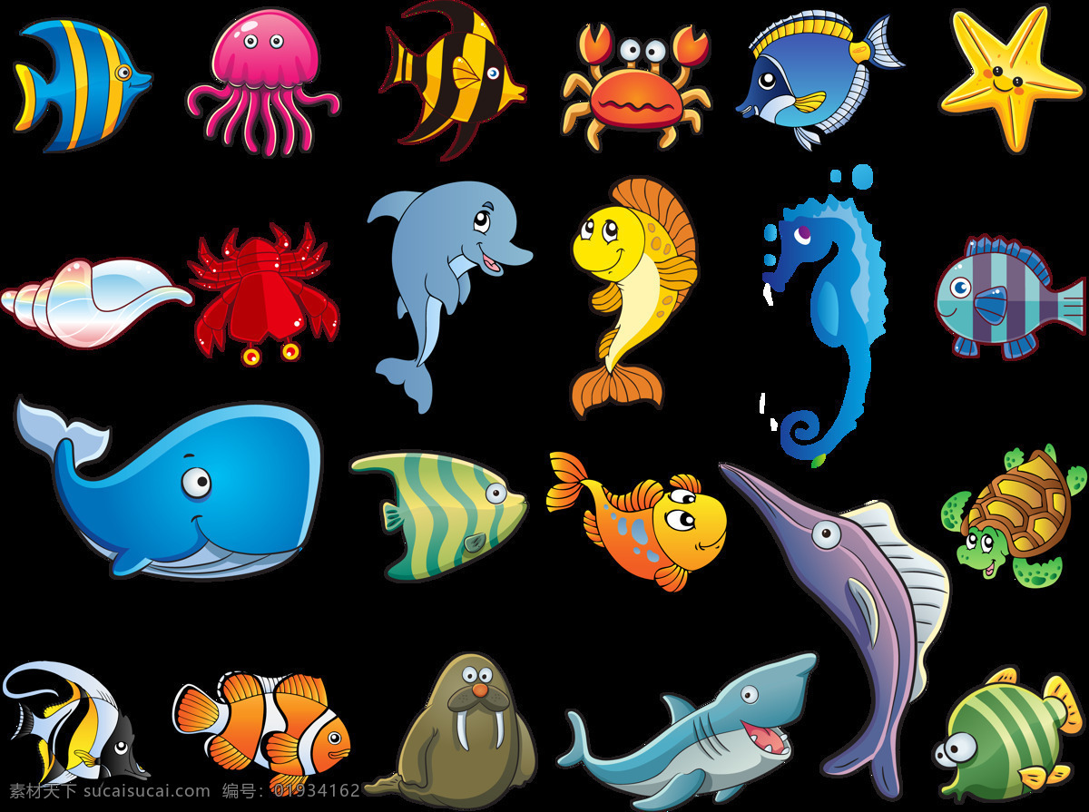 海洋生物 矢量图 海洋 生物 彩色