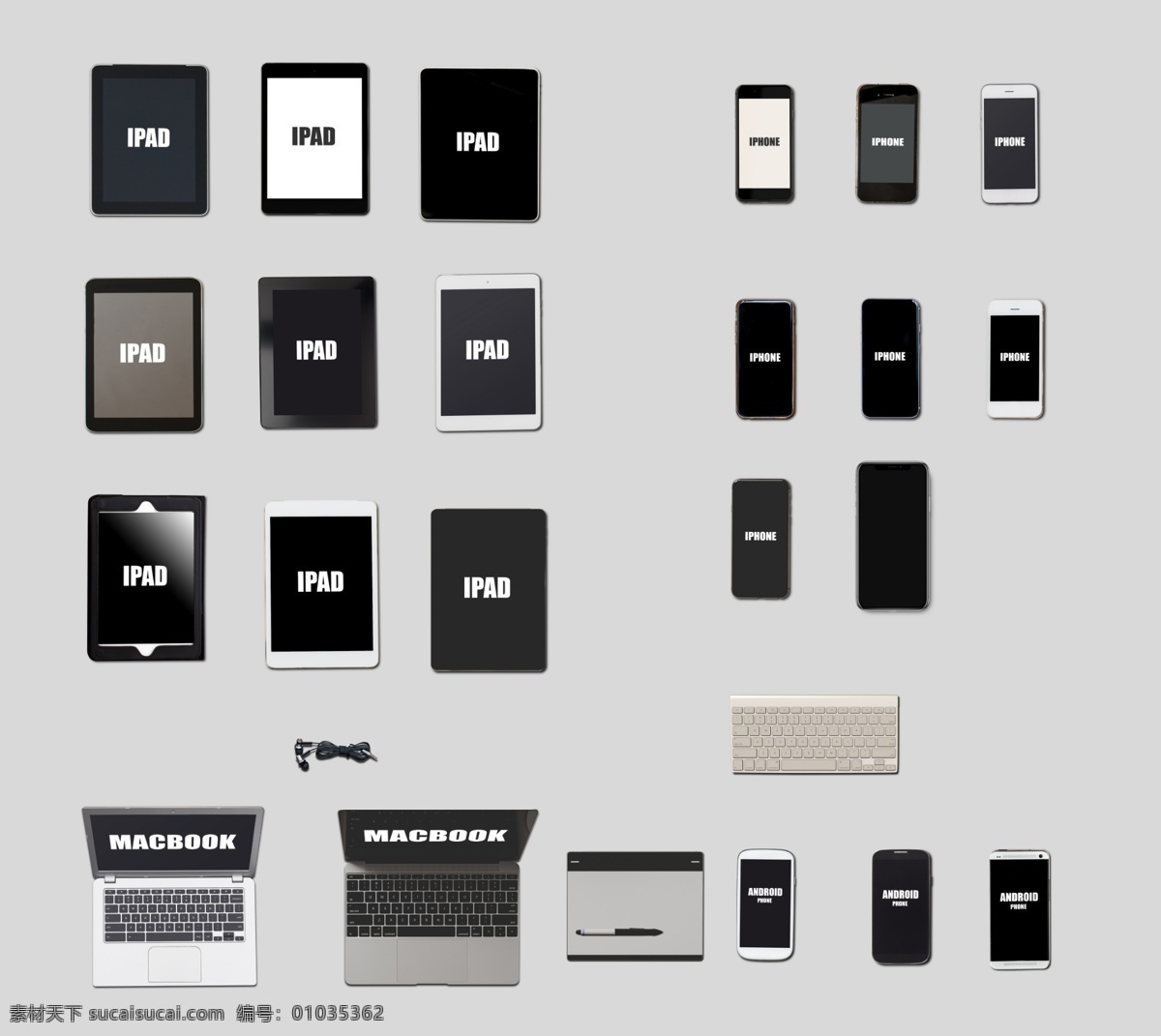手绘 手机 电脑 样机 源文件 白色 黑色 键盘 平板 手提电脑 装饰图案