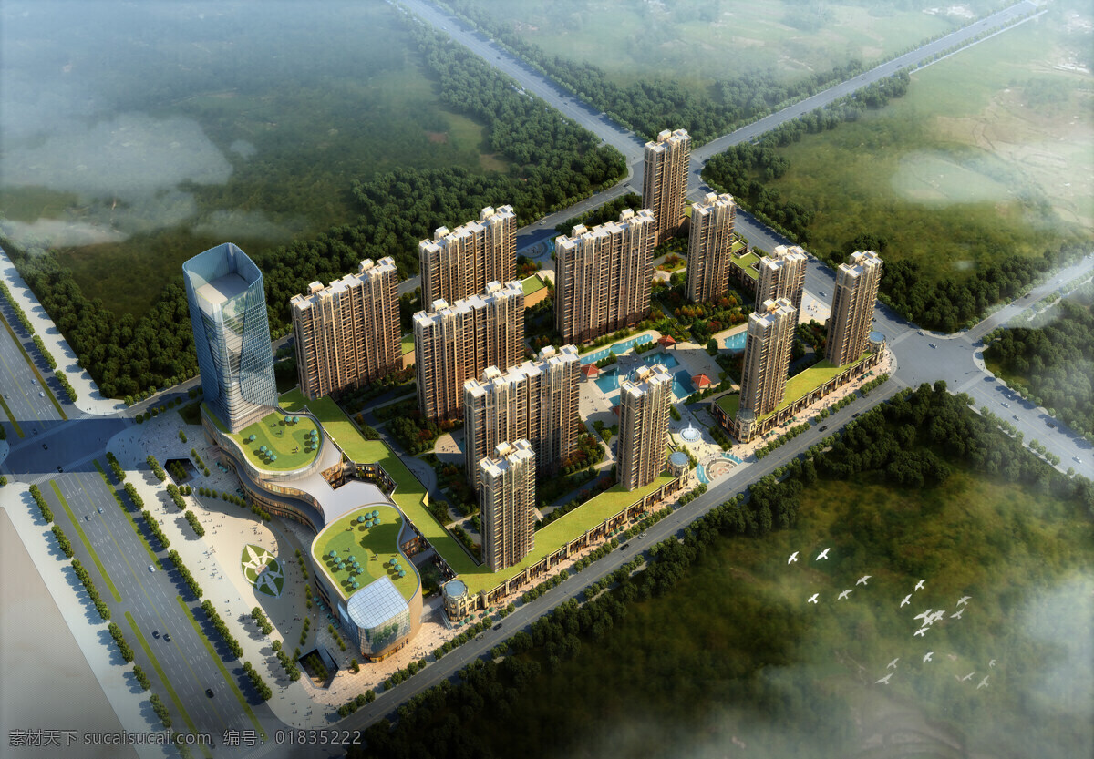 城市 建筑 效果 鸟瞰图 房产设计 城市建筑 建筑效果图 建筑设计 景观设计 环艺设计 环境设计 园林景观 环境家居