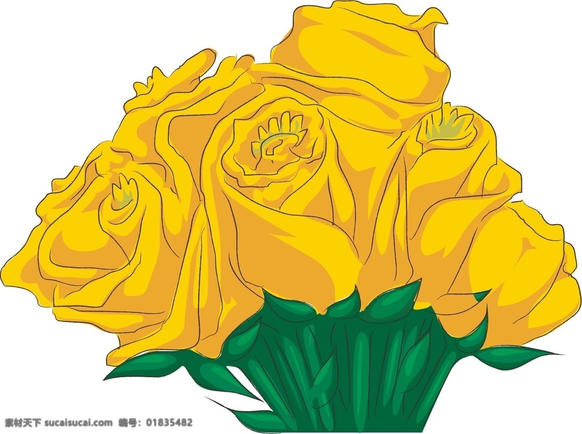 手绘 黄色 花朵 元素