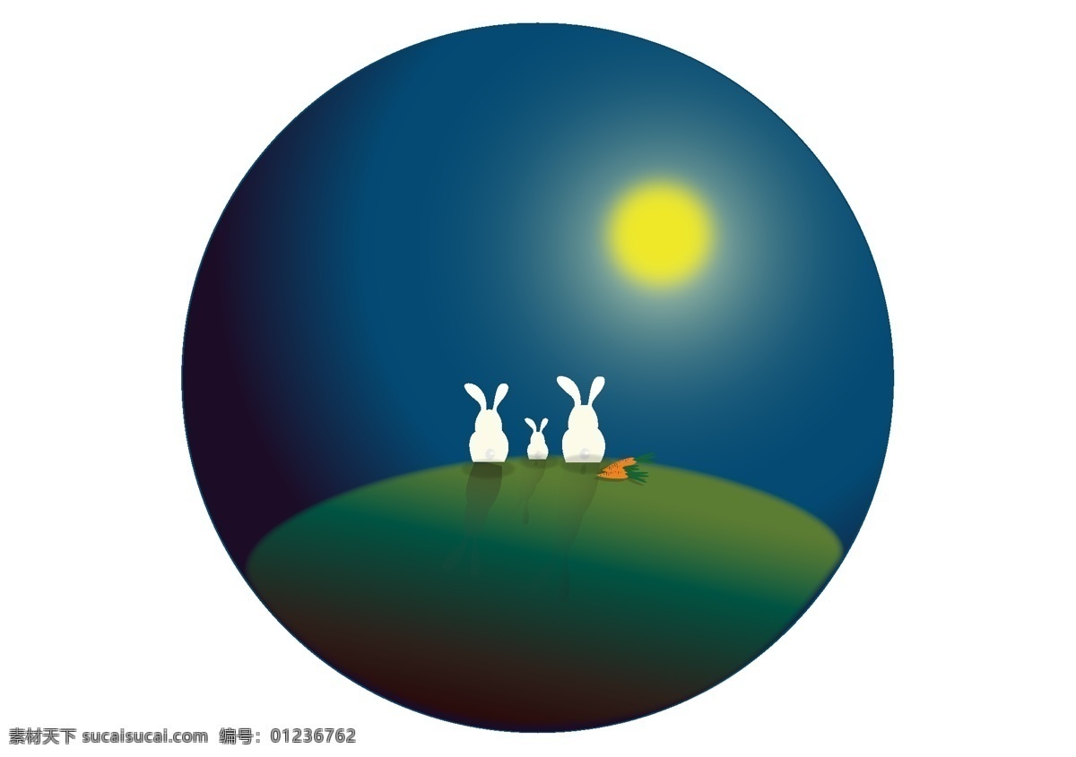 兔子 一家 看 月亮 中国风赏月 月兔装饰图案 月兔 赏月 月亮装饰 中秋 卡通月亮 兔子一家 三口之家 兔子爸爸 兔子妈妈 兔宝宝 矢量图 小元素 招贴设计