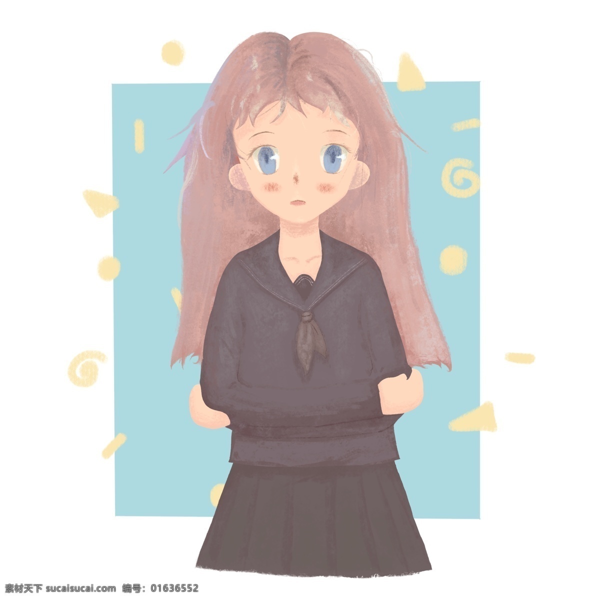 手绘 日 系 可爱 女孩 人物 插画 图案 商用 日系 可商用