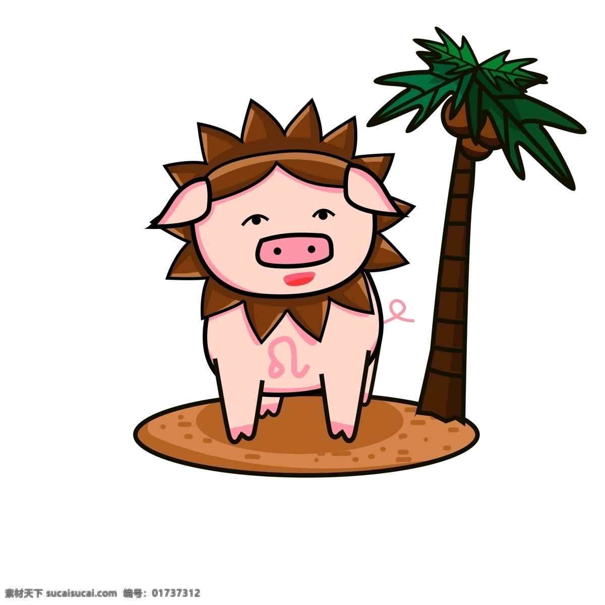 手绘 猪年 狮子座 小 猪 矢量 元素 小猪 小狮子 星座 手绘星座 十二星座