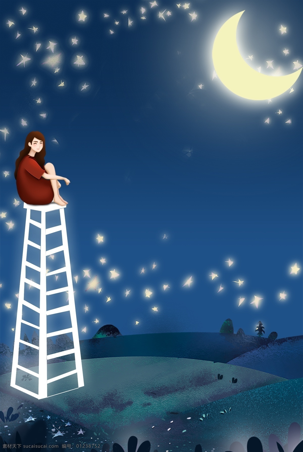夏季 仲夏夜之梦 简约 星星 夜景 广告 背景
