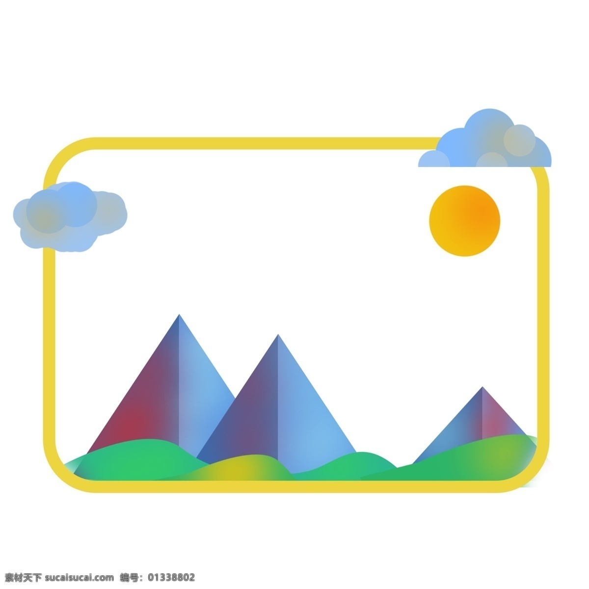 千 库 原创 风景 边框 夕阳 公众号对话框 配图 太阳 云朵 傍晚 山川 不规则 扁平