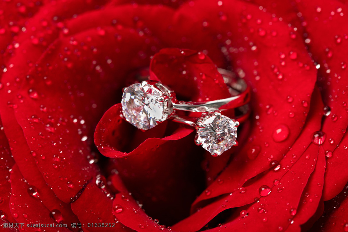玫瑰花 上 钻石 戒指 520 情人节 七夕节 爱情 情侣 爱 生活百科 生活素材