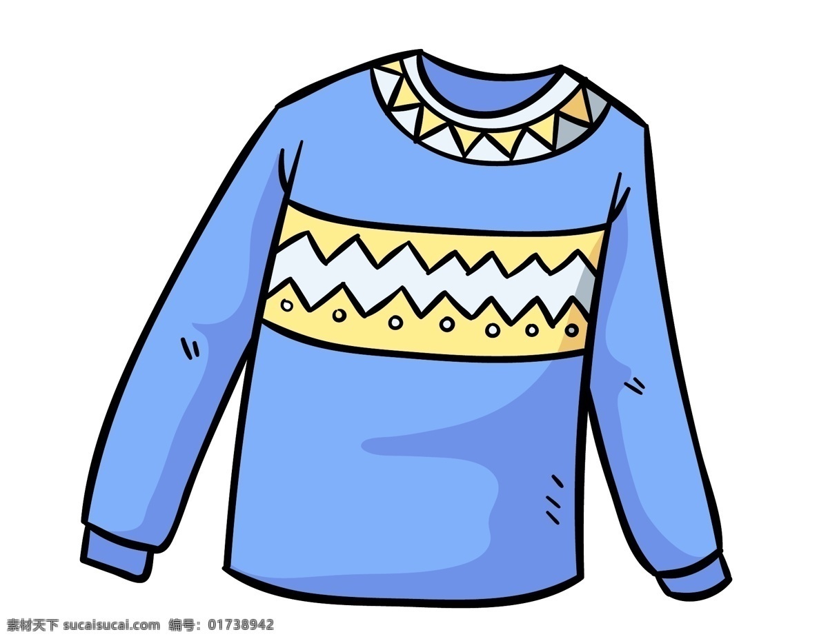 卡通 蓝色 毛衣 元素 简约 小清新 童装 花纹 手绘 蓝色毛衣 ai元素 矢量元素