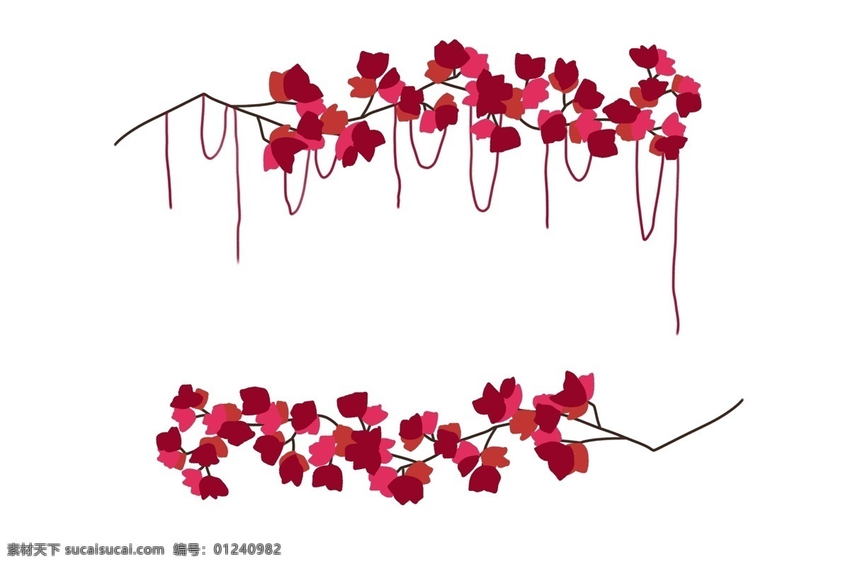 红色 花枝 装饰 花环 花卉 植物