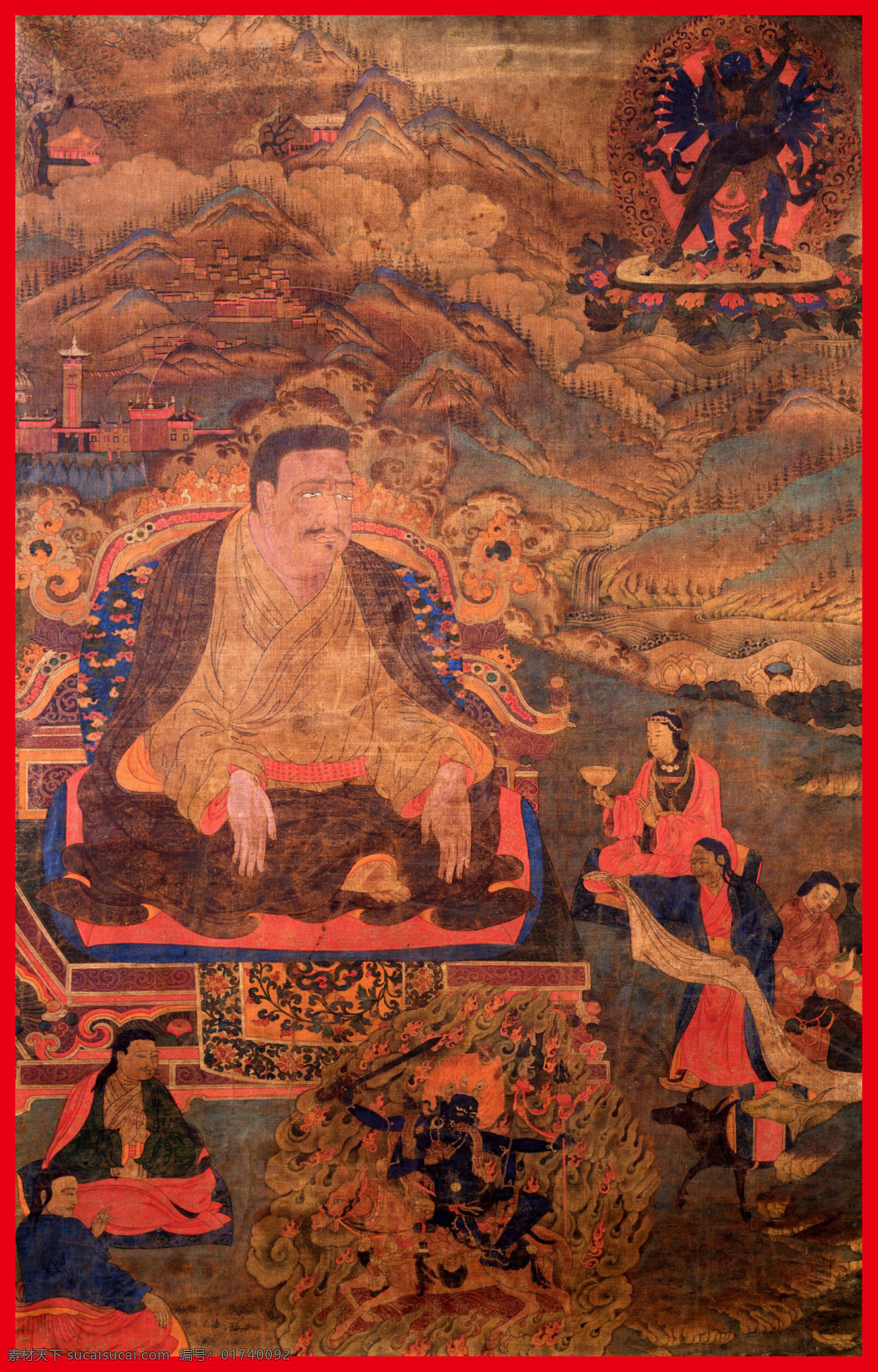 成就 传承 佛 佛教 菩萨 唐卡 文化艺术 老唐卡 金刚上师 西藏 藏传 密宗 法器 成就者 大德 喇嘛 活佛 宗教信仰