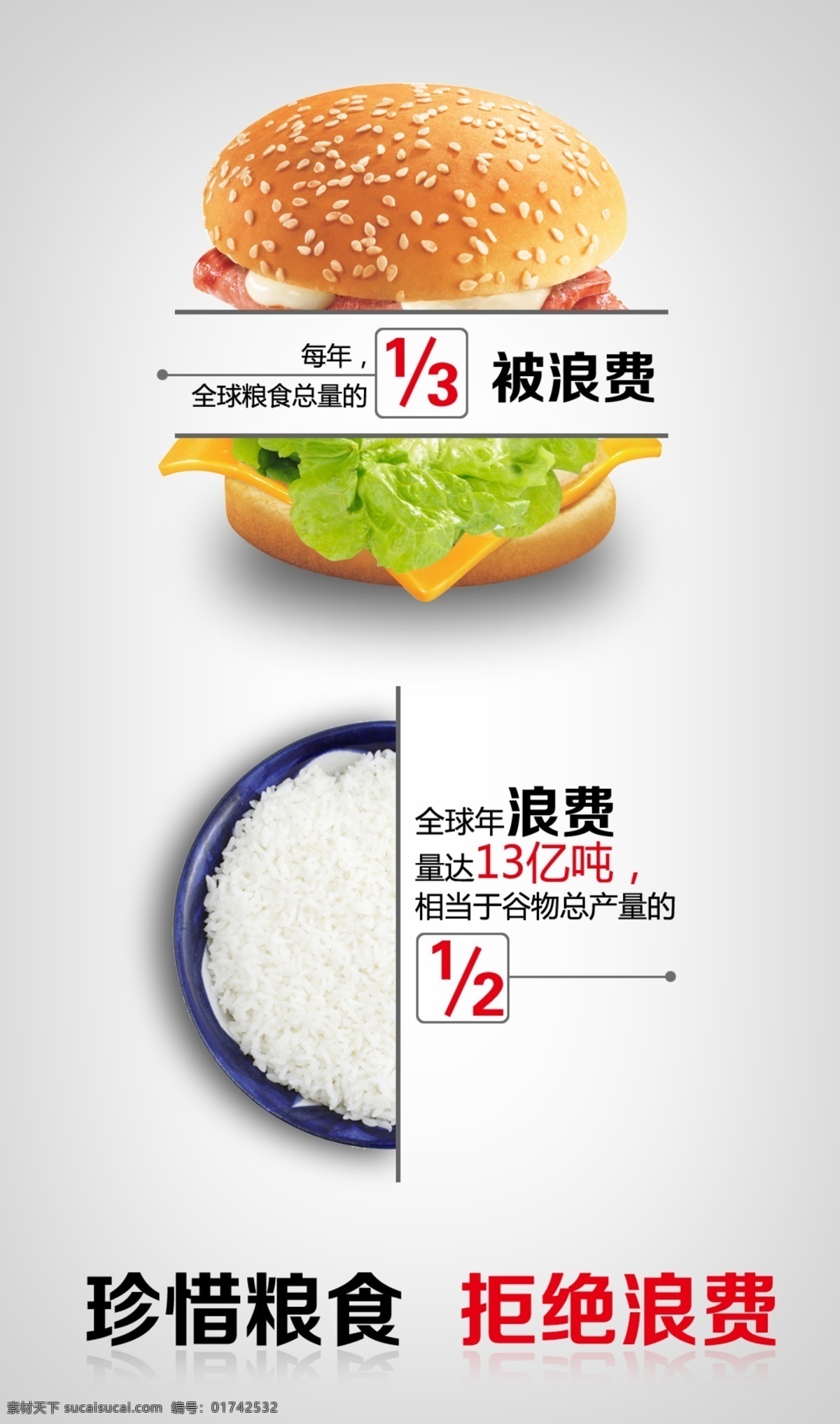 珍惜 粮食 反对浪费 汉堡 米饭 招贴设计 珍惜粮食 拒绝浪费 浪费可耻 海报 其他海报设计