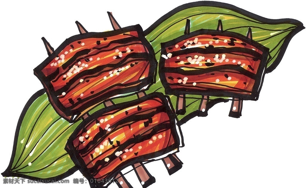 手绘烤肉串 手绘美食 马克 笔 手绘 美食 餐饮美食 效果 图 手绘饮品 绘画作品 绘画书法 文化艺术