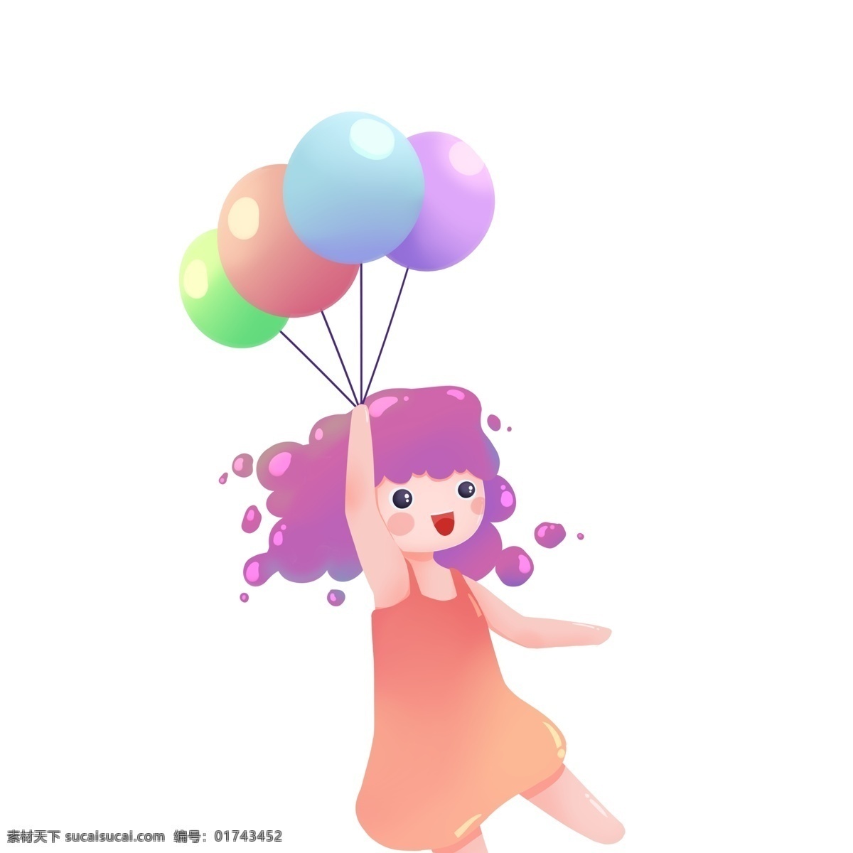 气球 小女孩 图案 元素 卡通女孩 女孩 人物元素 元素设计 创意元素 手绘元素 psd元素 免抠元素
