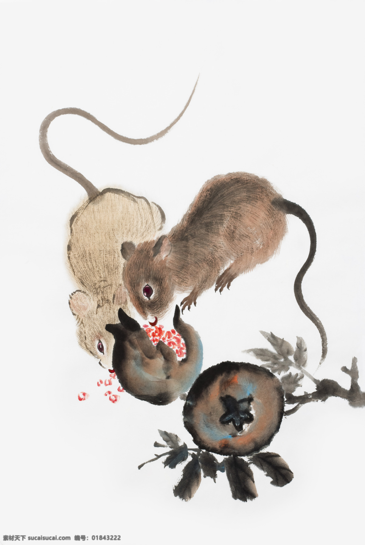 老鼠 鼠 鼠年 可爱 绘画 国画 果子 绘画书法 文化艺术