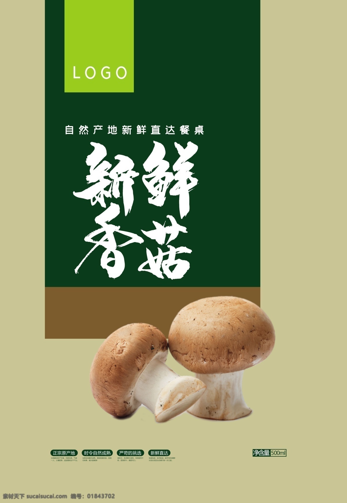 清新 绿色 香菇 包装袋 包装设计礼物 活动促销 包装盒 蔬菜 蔬果 农业 食品包装袋 美食礼盒 礼盒包装 节日礼盒