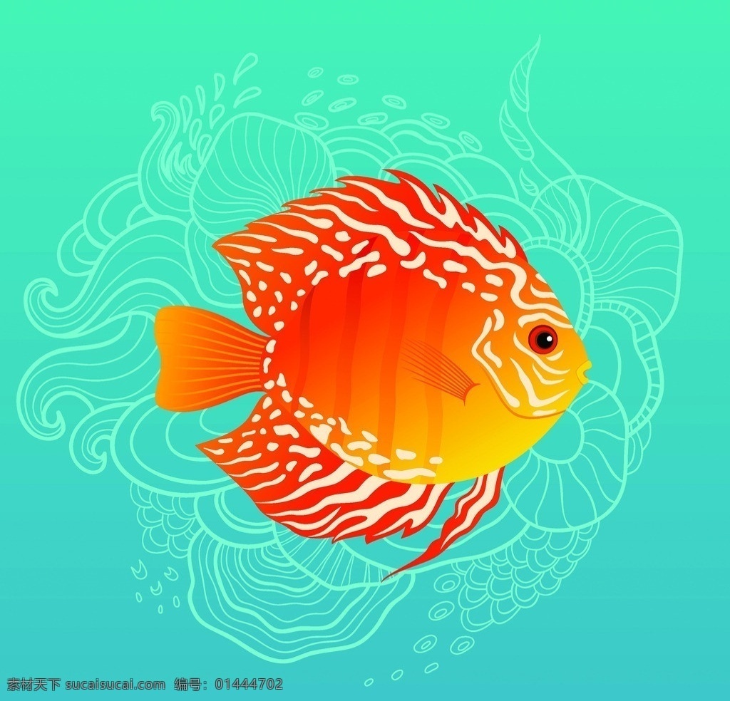 金鱼 水 气泡 鱼类 卡通 手绘 生物世界 矢量