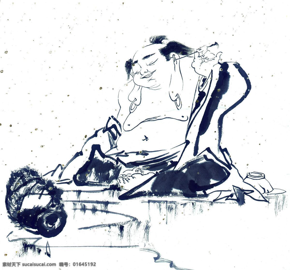 水墨 掏 耳朵 古代 人物图片 水彩画 水彩 画 水墨画 古代人物 水彩人物 图案 文化 艺术 传统 书画文字 文化艺术