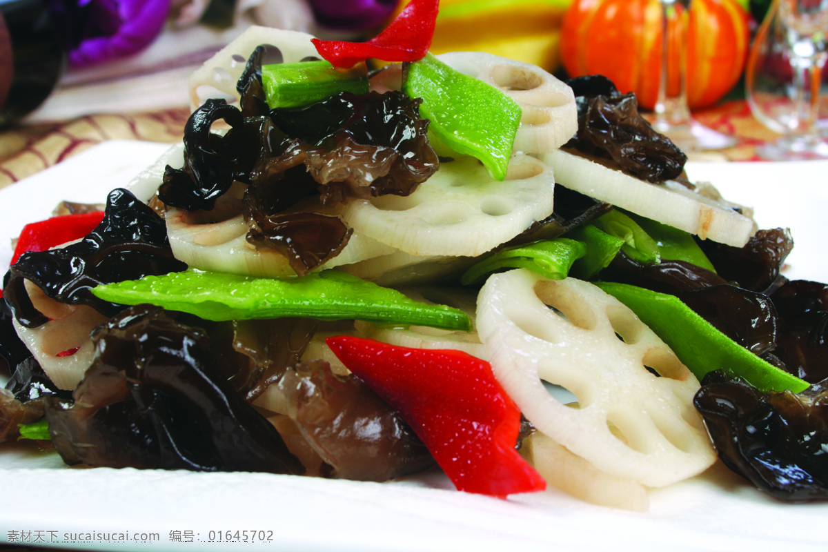 荷塘小炒 中国美食 美食 传统美食 高清美食图 炒木耳 炒藕片 地方菜 传统菜肴 餐饮美食