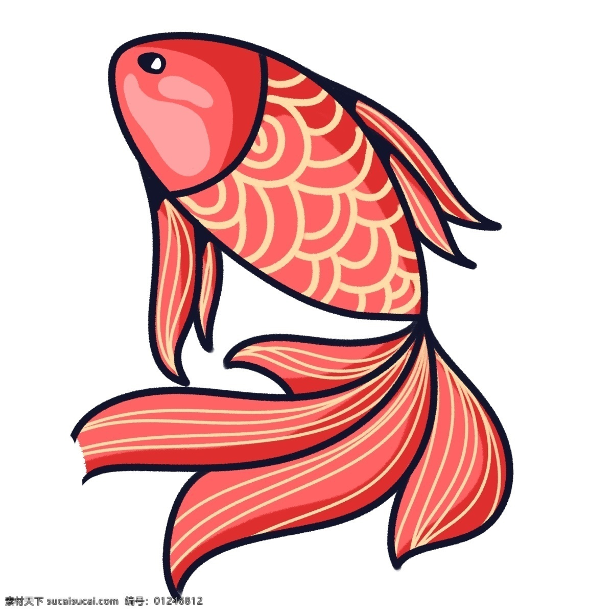 卡通 简约 鲤鱼 装饰 可爱风 红色 动物 卡通元素 免抠元素