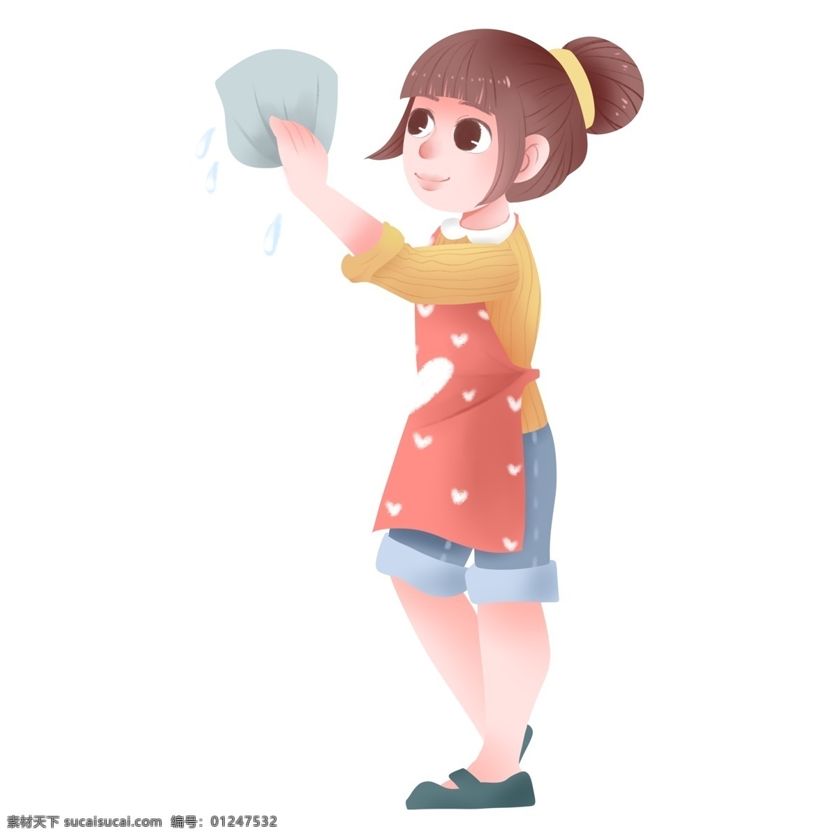 卡通 美丽 劳动 女孩 免 抠 卡通女人 唯美 手绘 卡通元素 少女元素