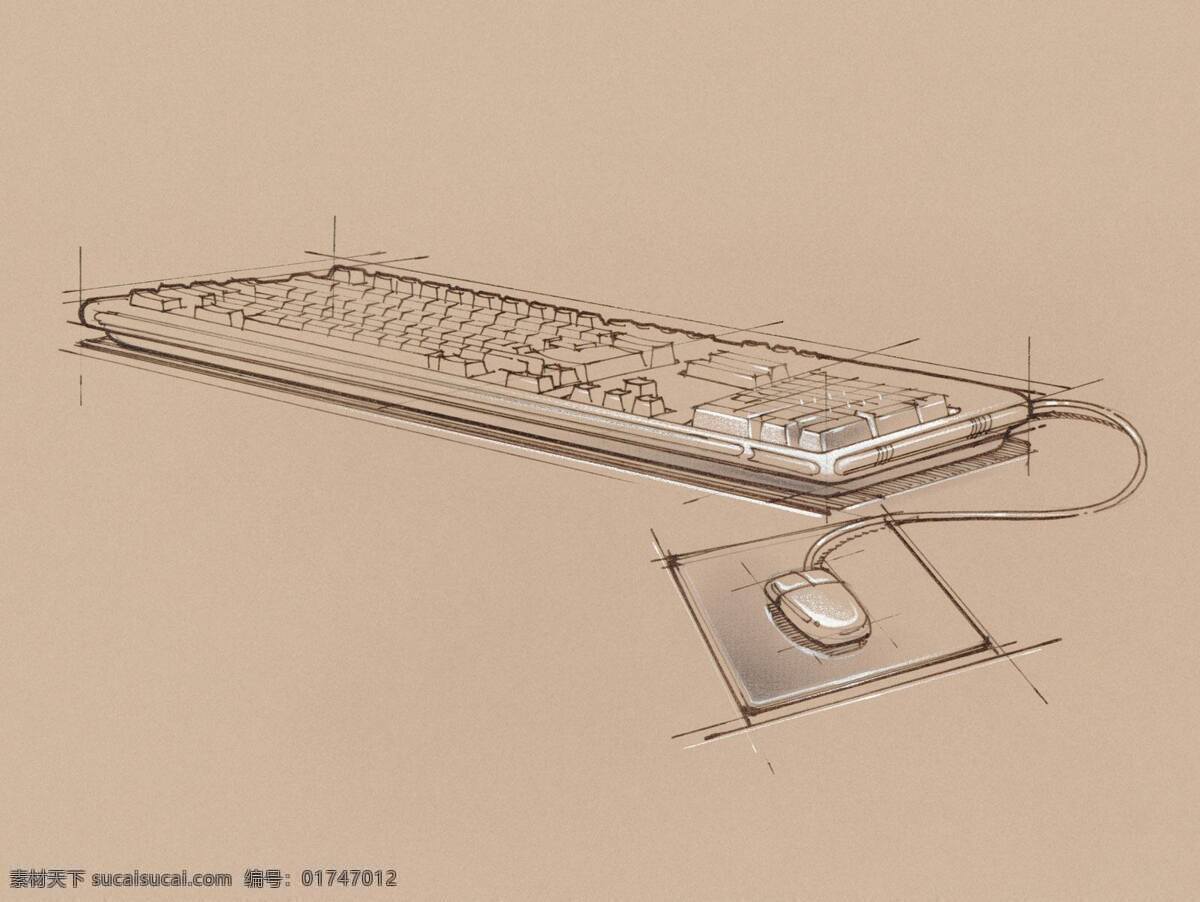 鼠标 键盘 手绘 办公室 用品
