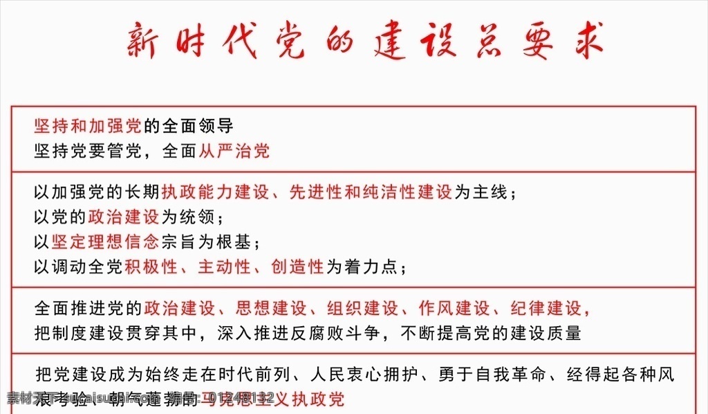 党建 新时代 总要求 展板 红色 展板模板