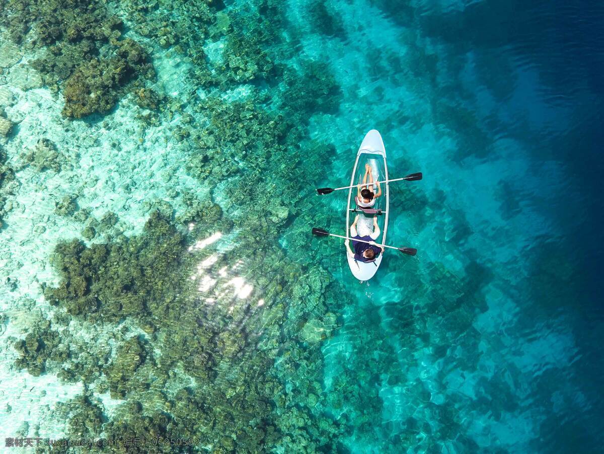 双人划船 双人 划船 蔚蓝海 珊瑚 蓝色 海底 清澈 旅游摄影 国外旅游
